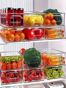 1pc Refrigerator Storage Box, Food Storage Organizer Bin For Refrigerator, Freezer, Kitchen Cabinets And Pantry,Storage,Organizer,Organiser,Kitchen,Travel,Kitchen Items,Kitchen Tools,Kitchen Things. - Transparent - View 1