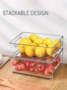 1pc Refrigerator Storage Box, Food Storage Organizer Bin For Refrigerator, Freezer, Kitchen Cabinets And Pantry,Storage,Organizer,Organiser,Kitchen,Travel,Kitchen Items,Kitchen Tools,Kitchen Things. - Transparent - View 2