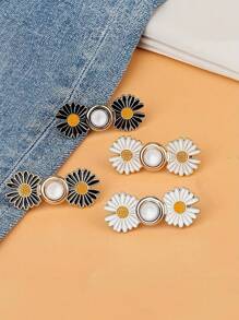 4套/1套裤子腰部紧固件可拆卸牛仔裤纽扣宽松牛仔裤无需缝纫无需工具纽扣别针牛仔裤可调节牛仔裤纽扣别针雏菊花即时裤子纽扣紧固件 - 彩色 - 查看 6