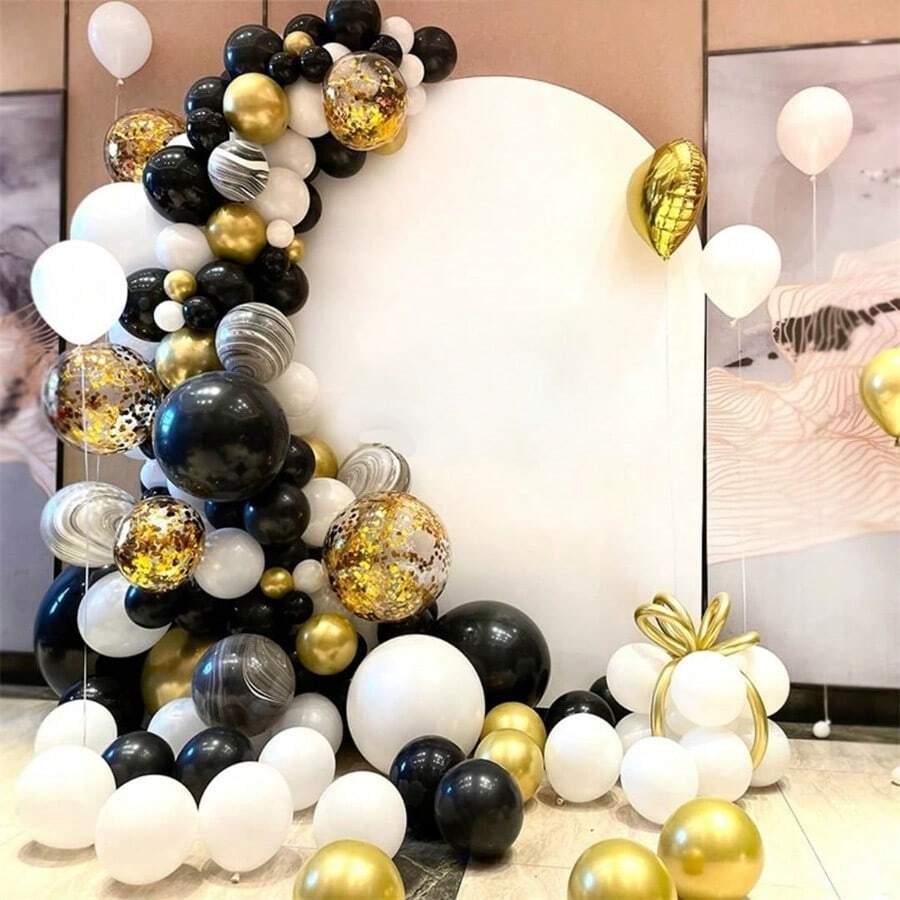 100 Cái Bộ Bong Bóng Kim Loại Vàng Đen 12 Inch Bong Bóng Kim Loại Vàng Cao Su Đen 12 Inch Bong Bóng Kim Loại Vàng Sequin 3 Phụ Kiện Bóng Bay Miễn Phí Thích Hợp Cho Tiệc Kỷ Niệm Sinh Nhật Tiệc Tắm Cô Dâu Tắm Trong Nhà Trang Trí Tiệc Ngoài Trời - Nhiều màu - Xem 1