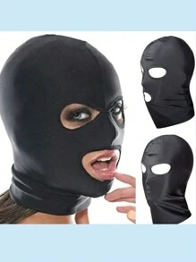 1pc Spandex Open Mouth Cap Invisible Face Mask Headgear For Adult Cosplay - Black - View 2