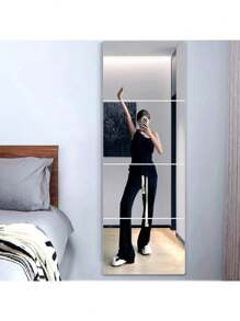 8pcs HD Self Adhesive Acrylic Mirror Sheets, Frameless Flexible Non Glass Mirror Tiles, Mirror Stickers For Home Wall Decor, Suitable For Gym Living Room Bedroom Office Home Bathroom Decor Fall Decor Makeup Organizer Bathroom Accessories Back To School