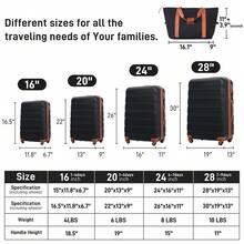 Luggage Set 4 Piece, Hardside Expandable Luggage With Spinner Wheels, ABS Hardshell TSA Lock Spinner Wheels Luggage With Travel Bag, Lightweight Carry On Travel Luggage Suitcase, 16" 20" 24" 28" - Purple - View 3