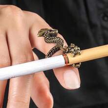 1pc Men's Cigarette Holder Ring, Smoking Finger Ring Design, Creative Smoking Accessories - 1PC - View 4