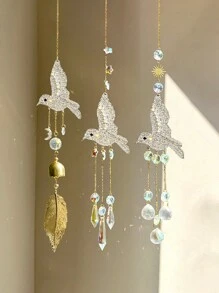 1pc Crystal Wind Chime Hummingbird Suncatcher, Home Decor Hanging Ornament, Porch Wall Art, Housewarming Gift - Multicolor - View 2