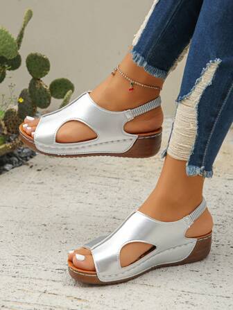 New Summer European And American Style Comfortable Slip-On Elastic Band Women's Sports Leisure Shoes For Outdoor Beach, Casual And Lightweight