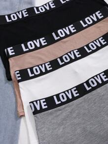 4 peças de Shorts Esportivos e Casuais Tamanho Plus Feminino com Corte Quadrado e Cós com Inscrição