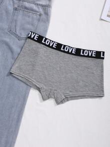 4 peças de Shorts Esportivos e Casuais Tamanho Plus Feminino com Corte Quadrado e Cós com Inscrição