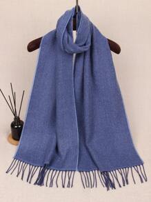 男士圍巾經典款式冬季格紋圍巾流蘇邊柔軟保暖圍巾 - 彩色 - 查看 14