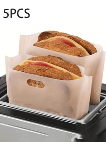5pcs Non Stick Reusable Toaster Bags - Toaster Sandwich Bags Grilled Cheese Toaster Bags Reusable Bags For Food - Fiberglass Heat Resistant Toaster Bags For Grilled Cheese Sandwiches, Toaster Sleeves - True Color - View 1