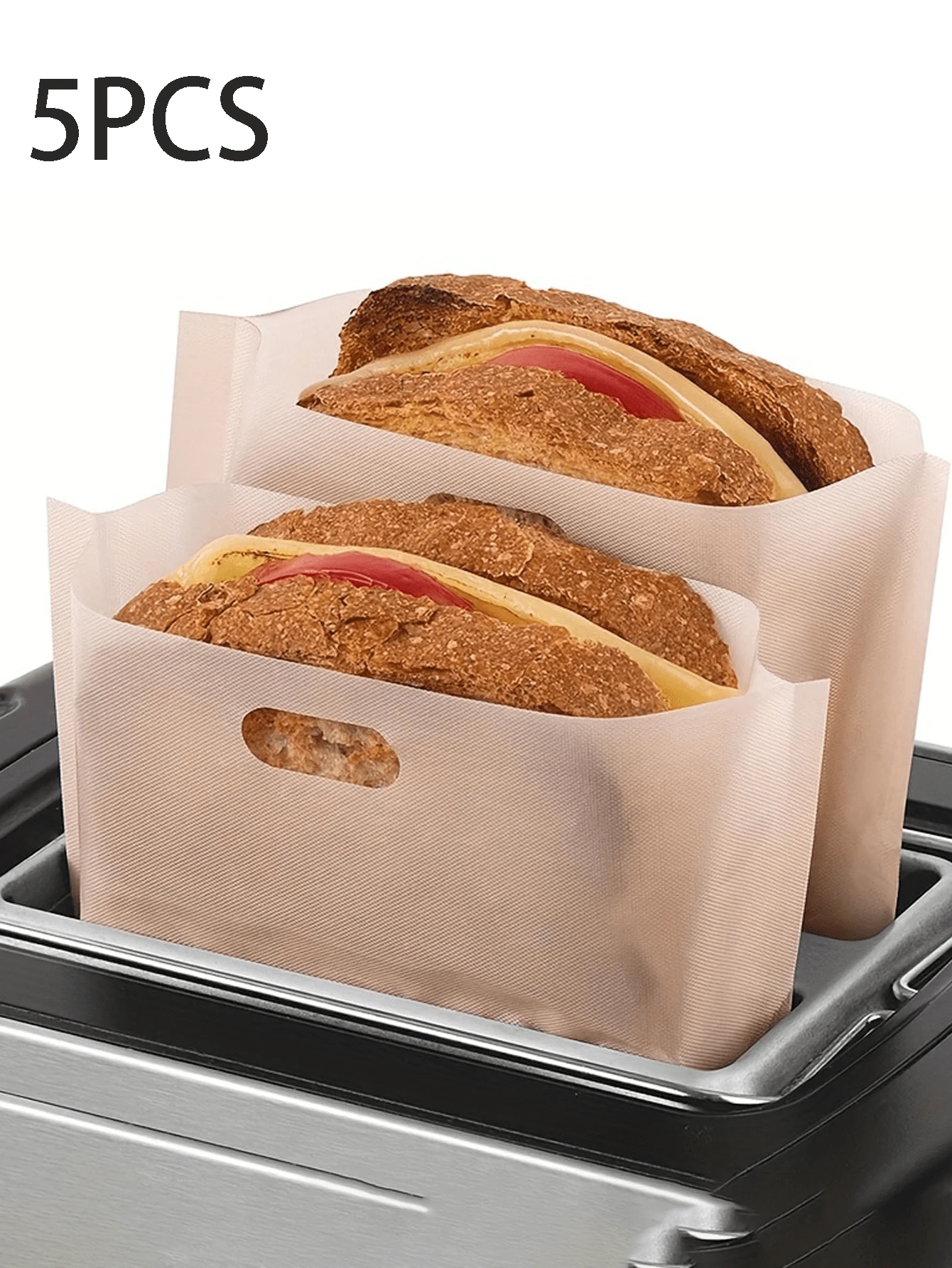 5pcs Non Stick Reusable Toaster Bags - Toaster Sandwich Bags Grilled Cheese Toaster Bags Reusable Bags For Food - Fiberglass Heat Resistant Toaster Bags For Grilled Cheese Sandwiches, Toaster Sleeves - True Color - View 1