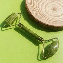 2入組面部按摩工具，2件套玉滾蛇形板，天然修妍石玉面滾動器、刮痧工具、玉石按摩工具、抗衰老，恢復面部和頸部活力，減少皺紋和眼部浮腫，適用於家庭和美容院按摩，女性禮品 - 綠色 - 查看 3
