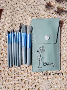 1PC Personalised Birth Flower Makeup Brush Set, Bridesmaid Makeup Brush, Travel Makeup Pouch Brush, Christmas Gift, Bridesmaid Proposal - Pink - View 4