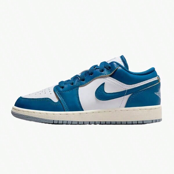 Jordan Air Jordan 1 Retro Low-Top Anti-Skid Basketball Shoes GS White/Blue FN9137-141