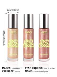 HECI BEAUTY HECI BEAUTY Roller Liquid Body Highlighter,1pc Glitter Face Contour Highlight Brightening Makeup Illuminating Cosmetic, Pearl Highlighter For Full Body,Sexy Beauty Highlight Oil Cosmetics For Beach,Glass Roller Bottles Leak Proof Massage Roller Ball Bottles,Suitable For Students Returning To School