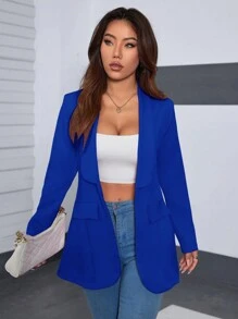 Women Blazers - Royal Blue - View 3