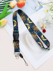 1pc Breakaway Boho Neck Lanyard For Keys,Keychain,ID Badge Holder With Quick Release Buckle,Keyring, Cool Sun And Moon Strap,Great Gift For Women Man. Car Accessories Bag Charm Backpack For School