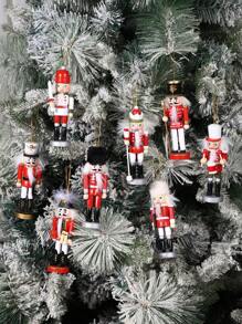 4PCS 13cm胡桃夹子小挂件，核桃兵创意人偶摆件，节日装饰家居装饰，核桃兵实木摆件，家居节日装饰用品派对礼物，房间装饰，唯美房间装饰，卧室装饰，家居装饰，趣味派对装饰，平安夜，新年快乐，礼物，挂件，装饰品生日 - 彩色 - 查看 3