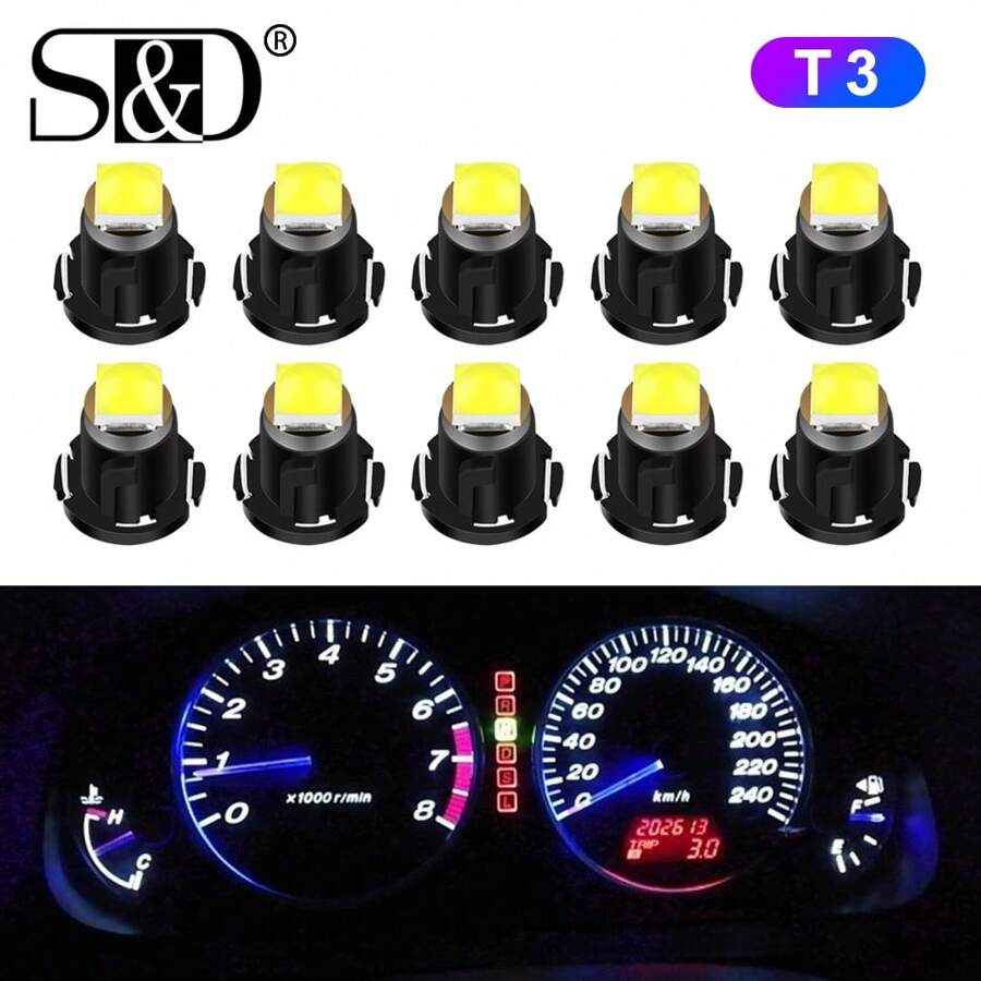 S&D 10pcs T3 T4.2 T4.7 Led Bulb 3030SMD Chips Car Interior Lights ...