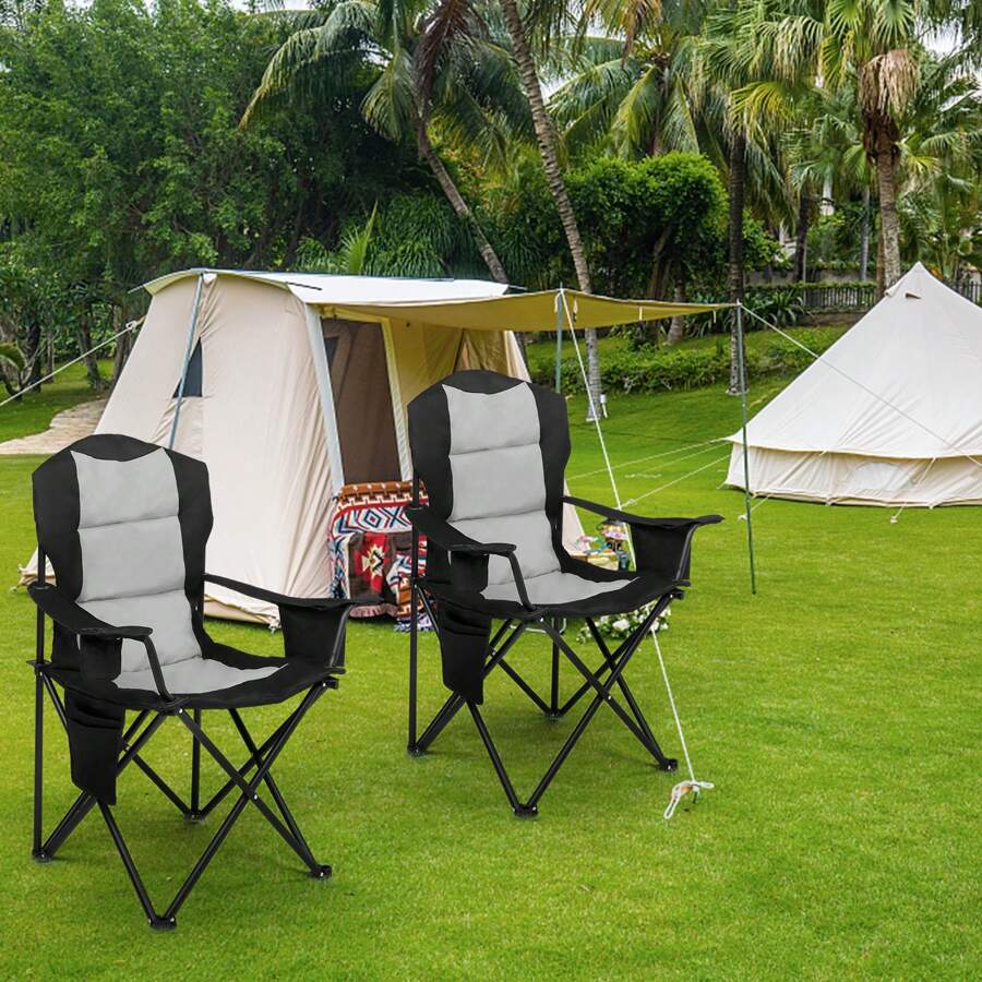 35*22*41in Camping Chair Fishing Chair Folding Chair Black Gray