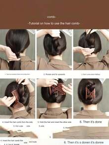 雙排彈性梳子和髮叉，時尚鬆散髮型製造者，適用於盤髮髮型 - 彩色 - 查看 5