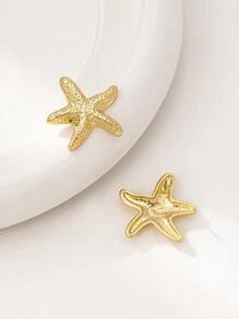 1pair Geometric Fashionable Minimalist Starfish Stud Earrings