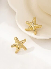 1pair Geometric Fashionable Minimalist Starfish Stud Earrings