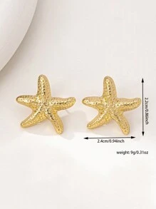 1pair Geometric Fashionable Minimalist Starfish Stud Earrings