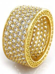 1pc Fashionable Luxury Y2K Style Wide-Band Micro-Inlaid Cubic Zirconia Hip-Hop Ladies' Ring, Suitable For Daily Wear, Engagement, And Wedding, Unisex Couples' Rings, Jewelry - Ring - View 8