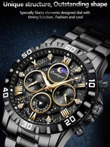 Sports Men Watch Waterproof Chronograph Men's Watches Luminous Stainless Steel Luxury Watch For Man Quartz +Box,1PC