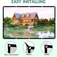 Projector Screen, 120 Inch Portable Projector Screen Indoor Outdoor Projection Screen 16:9 4K HD Wrinkle-Free Foldable Movie Screen For Backyard, Double Sided Projection For Home Theater - White - View 4