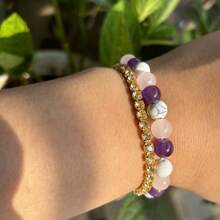 1入組/條石頭珠子手鐲，緩解壓力，達到情緒平衡，平靜，精神平衡，男女完美週年禮物