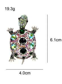 1 pieza Broche de mujer con forma de tortuga de strass, accesorio de moda elegante para chaqueta