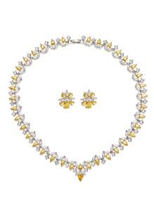 1 Bộ 3 món trang sức vòng cổ và hoa tai hình lá Zirconia, váy cưới thanh lịch, tiệc cưới, đính hôn, quà tặng cao cấp cho phụ nữ - Lá - Xem 5