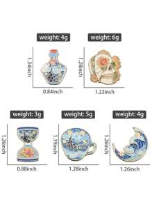 QIHOO 5 Cái/bộ Đêm Đầy Sao Men Chân Tùy Chỉnh Tranh Sơn Dầu Van Gogh Trâm Cài Ve Áo Huy Hiệu Động Vật Vui Nhộn Nghệ Thuật Món Quà Trang Sức Cho Trẻ Em bạn Bè - Nhiều màu - Xem 6