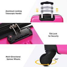 Luggage Set 4 Piece, Hardside Expandable Luggage With Spinner Wheels, ABS Hardshell TSA Lock Spinner Wheels Luggage With Travel Bag, Lightweight Carry On Travel Luggage Suitcase, 16" 20" 24" 28" - Purple - View 5
