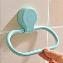 1pc Oval Shaped Plastic Towel Ring - Wall Mounted Towel Rack, Punch-Free Installation - Space Saving Bathroom Accessory, Convenient Towel Storage - Multicolor - View 1