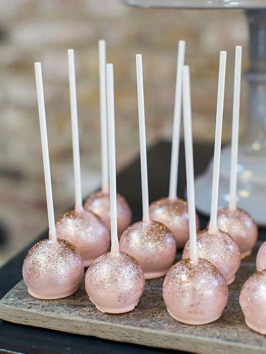 100 件巧克力棒棒糖棒烘焙 DIY 手工星空蛋糕棒棒糖棒适用于新年派对糖果装饰生日派对 - 白色 - 查看 1