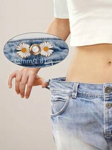 4套/1套裤子腰部紧固件可拆卸牛仔裤纽扣宽松牛仔裤无需缝纫无需工具纽扣别针牛仔裤可调节牛仔裤纽扣别针雏菊花即时裤子纽扣紧固件 - 彩色 - 查看 3