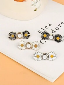 4套/1套裤子腰部紧固件可拆卸牛仔裤纽扣宽松牛仔裤无需缝纫无需工具纽扣别针牛仔裤可调节牛仔裤纽扣别针雏菊花即时裤子纽扣紧固件 - 彩色 - 查看 4