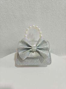 兒童時尚新款珍珠手提包，節日禮物PU皮手提蝴蝶結時尚公主迷你手袋，小錢包，迷你肩袋 - 均碼 - 查看 13