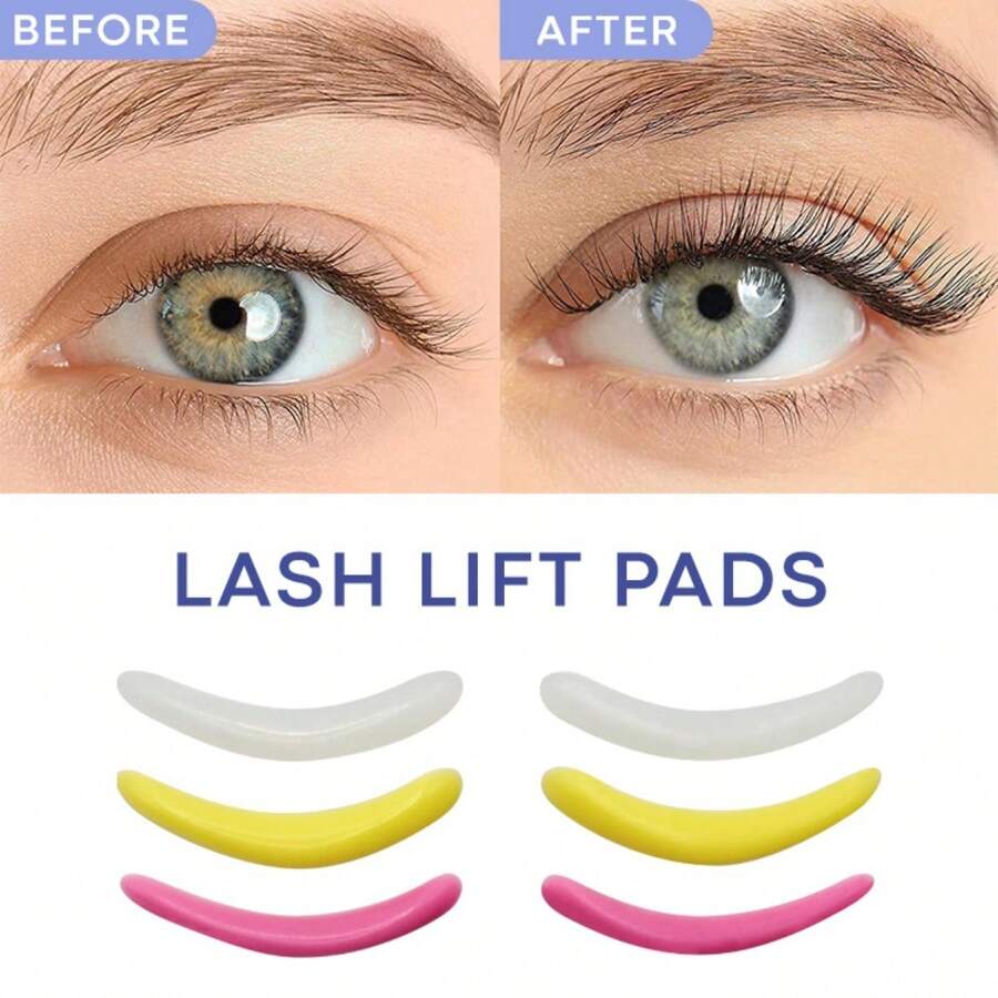 3 Kích cỡ/6 Chiếc Lash Lift Silicone Bảo vệ lông mi dưới (Màu hỗn hợp) - Nhiều màu - Xem 1