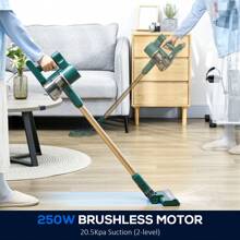 HOMCOM 3-In-1 Cordless Vacuum Cleaner, 35Min Run Time, 250W/38KPa Lightweight Handheld Stick Vacuum Cleaner With Digital Display And Rechargeable Battery For Hardwood Floor, Carpet, Pet, Hair, Car - Green - View 8