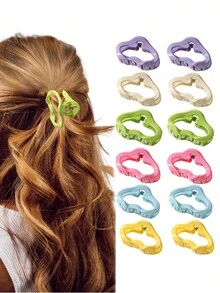 2入組4.5cm奶油色雲朵抓夾，甜美時尚的春/夏髮飾頭飾，少女禮物髮夾 - 彩色 - 查看 1