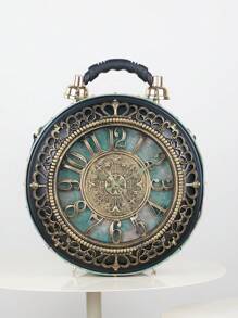 2024年新款韓式復古便攜包，創意大時鐘設計，時尚獨特的女式有趣肩/斜挎包，含電池夾層