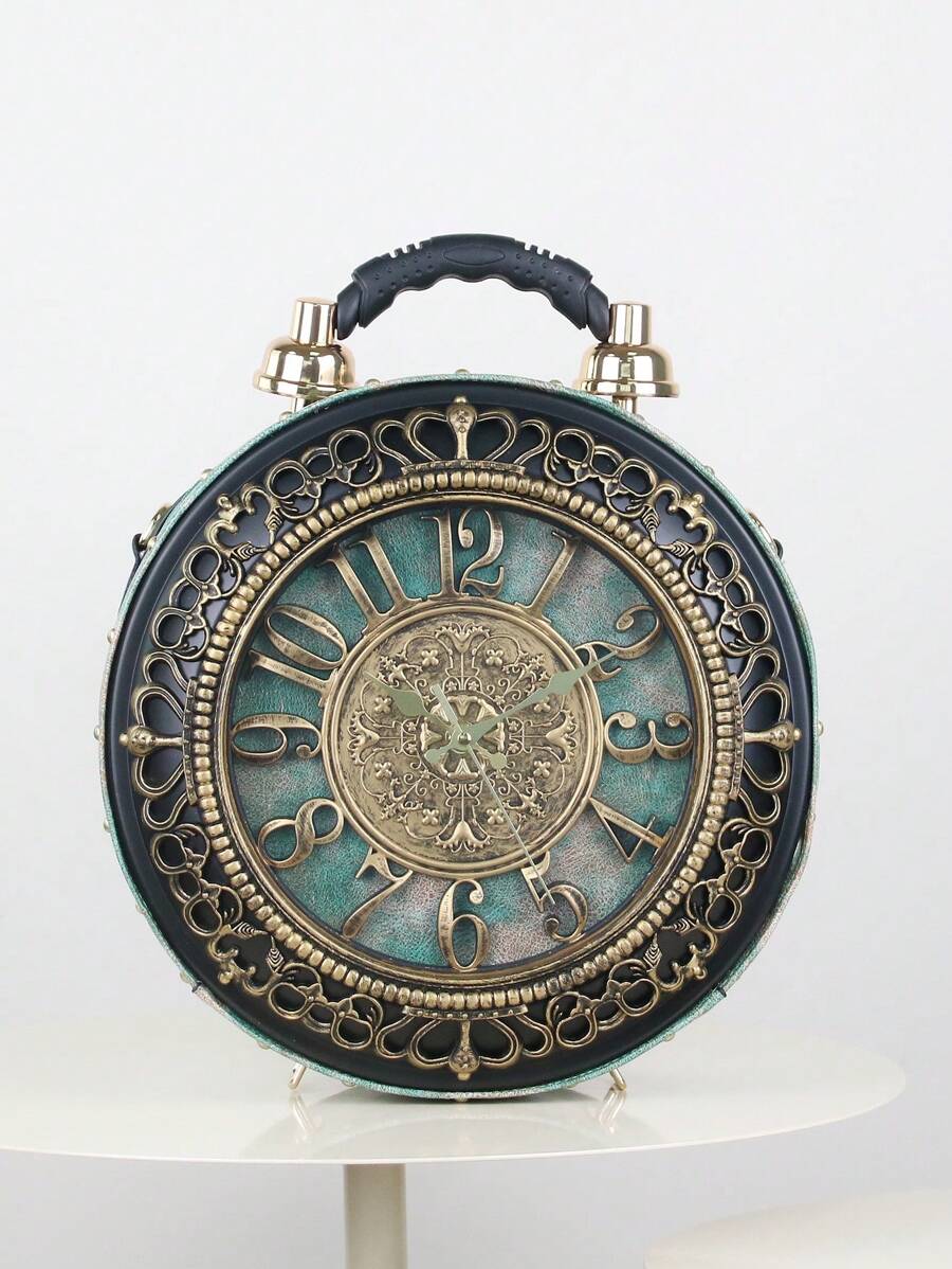 2024年新款韓式復古便攜包，創意大時鐘設計，時尚獨特的女式有趣肩/斜挎包，含電池夾層