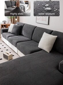 1pc All Seasons Stretch Sofa Cover, Anti-Splash, Anti-Skid, Fully Covered Thick Sofa Cushion Cover, Washable Dustproof And Stain Resistant Sofa Protector, Suitable For L-Shaped And 1,2,3,4 Seater Sofas - Dark Grey - View 1