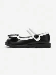 Balabala Girls' Princess Flats, Retro Chic Casual Spring/Autumn 2024 New Baby Fine Leather Shoes