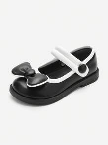 Balabala Girls' Princess Flats, Retro Chic Casual Spring/Autumn 2024 New Baby Fine Leather Shoes
