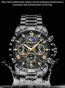 Sports Men Watch Waterproof Chronograph Men's Watches Luminous Stainless Steel Luxury Watch For Man Quartz +Box,1PC